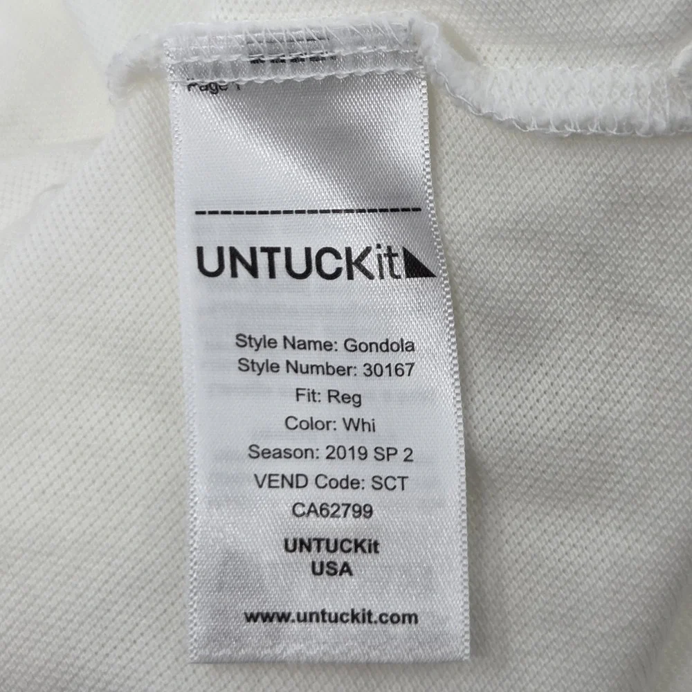 UNTUCKit Polo Shirt Men's XL White Short Sleeve Casual Gondola Pima Cotton‎
